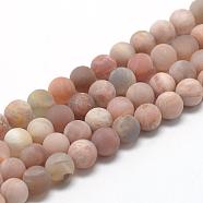 Natural Sunstone Beads Strands, Frosted, Round, 4mm, Hole: 1mm, about 84~90pcs/strand, 15.1 inch(G-R446-4mm-36)