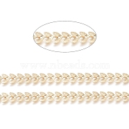 3.28 Feet Brass Handmade Cobs Chains, Link Chains, Long-Lasting Plated, Soldered, Leaf, Real 18K Gold Plated, 7x6x0.5mm(X-CHC-G006-13G)