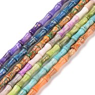 Natural Dolomite & Synthetic Opal Beads Strands, Dyed, Bamboo Stick, Mixed Color, 12x5mm, Hole: 0.5mm, about 34pcs/strand, 15.94''(40.5cm)(G-P475-03A)