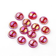 Acrylic Cabochons, AB Color Plated, Half Round, Red, 6x3mm(MACR-Q171-6mm-01)