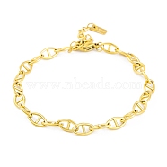 Ion Plating(IP) 304 Stainless Steel Mariner Link Chain Bracelets for Women, Real 14K Gold Plated, 6-5/8 inch(16.7cm)(BJEW-A013-01G)