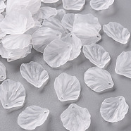 Transparent Frosted Acrylic Pendants, Petaline, White, 19.5x16.5x4mm, Hole: 1.5mm(MACR-S371-01A-701)