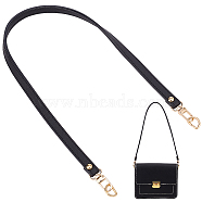 PU Leather Bag Straps, Wide Bag Handles, with Zinc Alloy Swivel Clasp & D-rings, Purse Making Accessories, Black, 63.5cm(PURS-WH0001-58A)