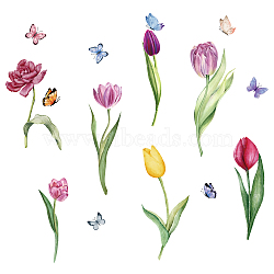 PVC Wall Stickers, Wall Decoration, Tulip Pattern, 900x325mm, 2 sheets/set(DIY-WH0228-480)