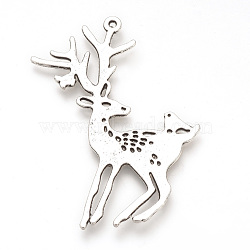 Tibetan Style Alloy Big Pendants, Christmas Reindeer/Stag, Cadmium Free & Lead Free, Antique Silver, 60x47x2mm, Hole: 2mm, about 155pcs/1000g(TIBEP-T002-110AS-RS)