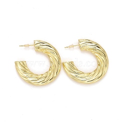 Rack Plating Brass Stud Earrings, Long-Lasting Plated, Lead Free & Cadmium Free, Twisted Letter. C, Real 18K Gold Plated, 36~37x5mm, Pin: 0.8mm(EJEW-F278-04G)