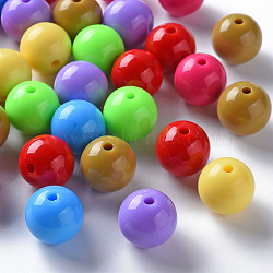 Opaque Acrylic Beads, Round, Mixed Color, 16x15mm, Hole: 2.8mm(X-MACR-S370-C16mm-M2)