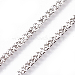 Tarnish Resistant 304 Stainless Steel Curb Chains, Twisted Chains, Unwelded, Stainless Steel Color, 2.7mm, Links: 3.8x2.7x0.8mm(X-CHS-L020-020P)