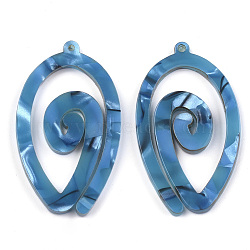 Cellulose Acetate(Resin) Pendants, teardrop, Steel Blue, 47x27x2.5mm, Hole: 1.4mm(KY-S157-13B)