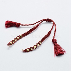 Braided Nylon Cord for DIY Bracelet Making, with 304 Stainless Steel Findings, Dark Red, 6 inch~6-3/4 inch(150~170mm)x1~5x1~2mm(MAK-K013-B02)