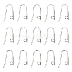 304 Stainless Steel Earring Hooks, with Horizontal Loop, Stainless Steel Color, 19x3mm, Hole: 2.5mm, 21 Gauge, Pin: 0.7x1mm, 50pcs/box(STAS-UN0015-65)