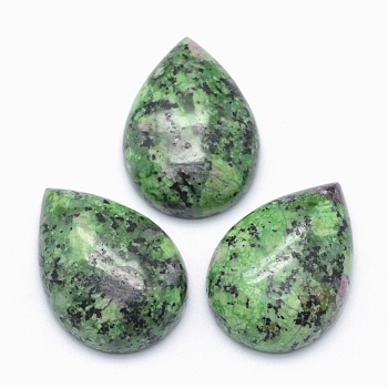Natural Ruby in Zoisite Cabochons, teardrop, 25x18x7mm
