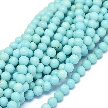 Natural Howlite Beads Strands, Dyed & Heated, Round, 6~6.5mm, Hole: 0.7mm, about 63pcs/strand, 15.7~16.1 inch(40~41cm)