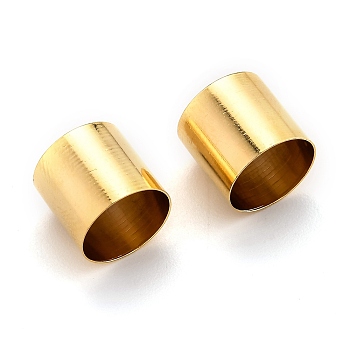 Brass Cord End, End Caps Long-Lasting Plated, Column, Real 24K Gold Plated, 11x10mm, Hole: 1.2mm, Inner Diameter: 9mm