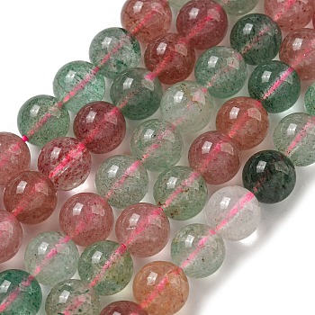 Natural Red and Green Strawberry Quartz Beads Strands, Round, 8.5mm, Hole: 0.6~0.8mm, about 46~49pcs/strand, 15.51~15.75''(39.4~40cm)