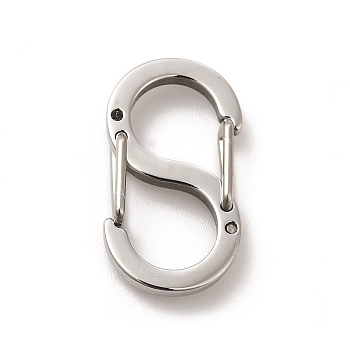 304 Stainless Steel Push Gate Snap Key Clasps, Double Snap S Clasps, Stainless Steel Color, 23x12.5x4mm