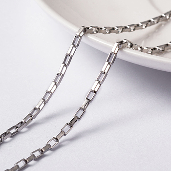 3.28 Feet 304 Stainless Steel Venetain Chains, Box Chains, Unwelded, Rectangle, Stainless Steel Color, 4x2x1mm