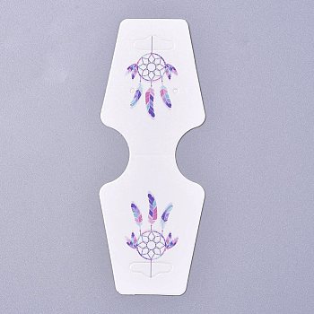 Cardboard Fold Over Paper Display Hanging Cards, Used For Necklace, Earrings and Pendants Accessory Display, Colorful, 120x45x0.4mm, Hole: 2mm and 6.5x18mm