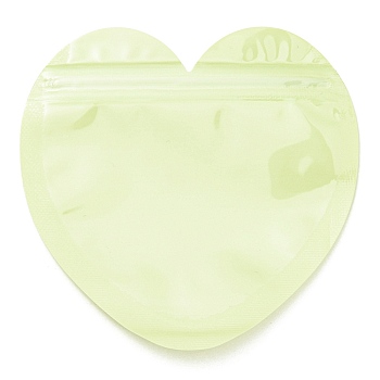 Heart Shaped Plastic Packaging Yinyang Zip Lock Bags, Top Self Seal Pouches, Green Yellow, 10x10x0.15cm, Unilateral Thickness: 2.5 Mil(0.065mm)