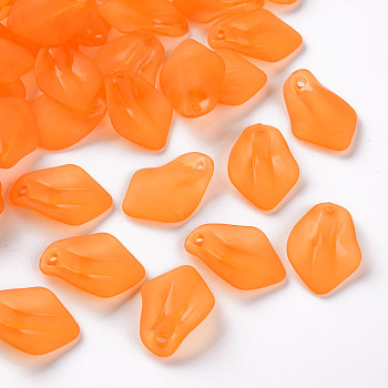 Transparent Frosted Acrylic Pendants, Petaline, Orange, 24x17x4mm, Hole: 1.8mm
