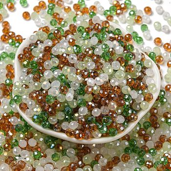Glass Beads, Faceted, Rondelle, Dark Sea Green, 4x3mm, Hole: 0.4mm, about 6800pcs/500g