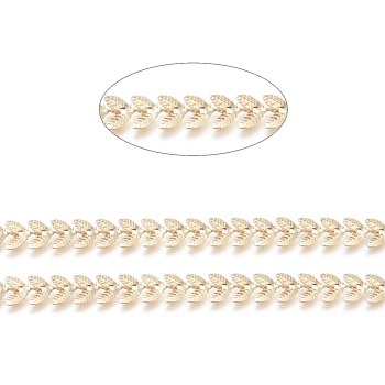 3.28 Feet Brass Handmade Cobs Chains, Link Chains, Long-Lasting Plated, Soldered, Leaf, Real 18K Gold Plated, 7x6x0.5mm