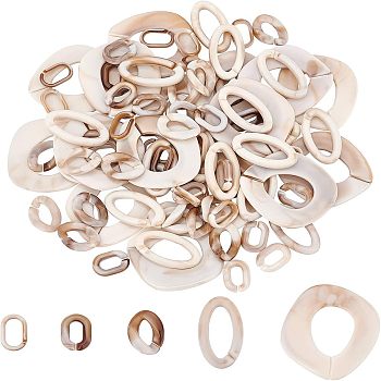 SUPERFINDINGS 100Pcs 5 Style Acrylic Linking Rings, Quick Link Connectors, For Jewelry Chains Making, Imitation Gemstone Style, Mixed Color, 18.5~50x11.5~45x3~4mm, 20pcs/style