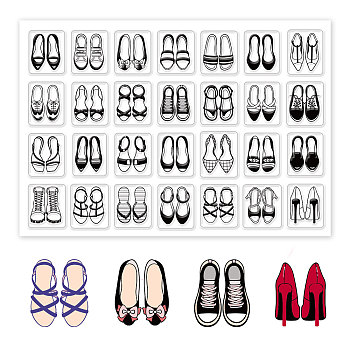 PVC Plastic Stamps, for DIY Scrapbooking, Photo Album Decorative, Cards Making, Stamp Sheets, Shoes Pattern, 160x110x3mm