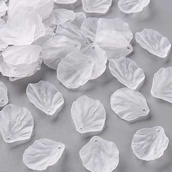 Transparent Frosted Acrylic Pendants, Petaline, White, 19.5x16.5x4mm, Hole: 1.5mm