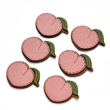 Faux Suede Patches, Costume Ornament Accessories, for Magic Tape Hair Clip Making, Peach, Pink, 34.5x44x3mm
