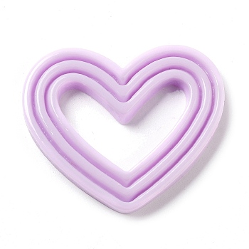 Opaque Resin Decoden Cabochons, Heart, Lilac, 36.5x43.5x4.5mm