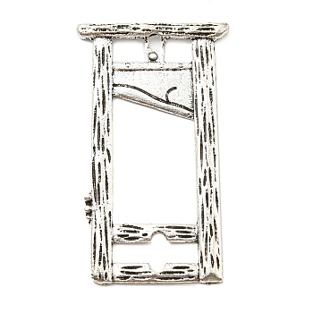 Plated Alloy Big Pendants, Guillotine, Antique Silver, 50.5x29x2mm, Hole: 2.2mm