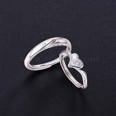 SHEGRACE Awesome Rhodium Plated 925 Sterling Silver Couple Rings(JR373A)-3