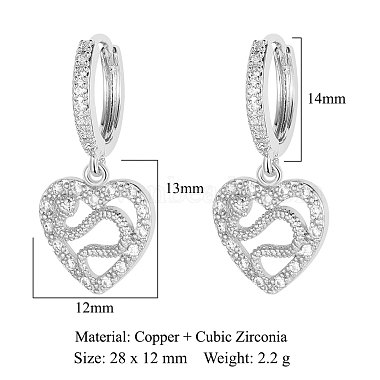boucles d'oreilles créoles en laiton zircon cubique micro pavé(EJEW-OY001-12P)-2