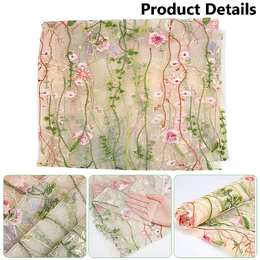 Flower Pattern Polyester Embroidery
 Mesh Lace Fabric(DIY-WH0304-946)-3