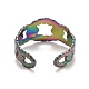 Rainbow Color Ion Plating(IP) 304 Stainless Steel Oval Open Cuff Ring for Women(RJEW-A005-39MC)-3