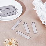 12Pcs 201 Stainless Steel Pendants, Stamping Blank Tag, Rectangle Charm, Stainless Steel Color, 49x10x1.6mm, Hole: 4.5mm(STAS-LP0002-42)