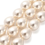 Electroplate Shell Pearl Beads Strands, Teardrop, Cornsilk, 20.5x16mm, Hole: 0.8mm, about 20pcs/strand, 15.83 inch(40.2cm)(BSHE-G010-16x20mm-01)