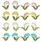 16Pcs 16 Colors Polyester & Cotton Clothing Patches, Lily Flower, Mixed Color, 40~49x47~53x1mm(DIY-FG0010-39)