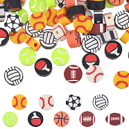 360Pcs 9 Style Handmade Polymer Clay Beads, Sports Goods, Mixed Shape, Mixed Color, 7.5~10x4.5~5mm, Hole: 1.6~1.8mm, about 40pcs/style(CLAY-DC0001-13)