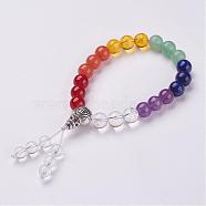 Natural Gemstone Beads Stretch Bracelets, with Alloy Findings, Burlap Packing Pouches Drawstring Bags, 2 inch(5cm)(BJEW-JB02894)