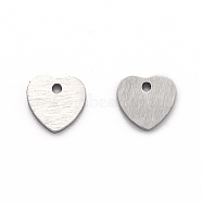304 Stainless Steel Pendants, Stamping Blank Tag, Laser Cut, Double Side Drawbench Effect, Heart, Stainless Steel Color, 5.5x6x1mm, Hole: 1.8mm(STAS-O-133-02H-P)