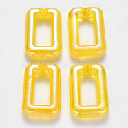 Transparent Acrylic Linking Rings, Quick Link Connectors, For Jewelry Chains Making, AB Color Plated, Imitation Gemstone Style, Rectangle, Yellow, 30x20x6.5mm, Inner Diameter: 18x8mm(TACR-T016-01B)