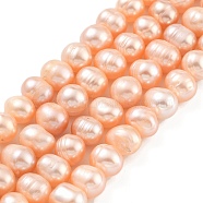 Natural Cultured Freshwater Pearl Beads Strands, Potato, Coral, 7~8mm, Hole: 0.6mm, about 26pcs/strand, 6.69 inch(17cm)(PEAR-C003-09E)