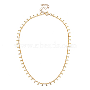 Brass Curb Chain Necklaces, with Charms and Spring Ring Clasps, Golden, 14.17 inch(36cm), 1.2mm(NJEW-JN03070-01)