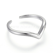Adjustable Brass Toe Rings, Open Cuff Rings, Open Rings, Platinum, US Size 1 3/4(13mm)(RJEW-EE0002-19P)