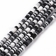 Handmade Polymer Clay Beads Strands, for DIY Jewelry Crafts Supplies, Heishi Beads, Disc/Flat Round, Black, 3x0.6~1.2mm, Hole: 1.6~1.8mm, about 412pcs/strand, 15.94 inch(40.5cm)(CLAY-R089-3mm-010)