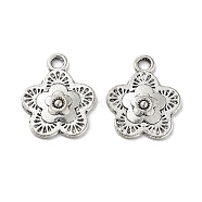 Tibetan Style Alloy Pendants, Cadmium Free & Lead Free, Flower, Antique Silver, 18.5x15x2mm, Hole: 2.4mm, about 769pcs/1000g(FIND-G065-16AS)