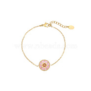 Stylish Stainless Steel Gold-Plated Cat Eye Necklace and Bracelet, Flat Round with Star Link Jewelry for Women(UJ8969-1)