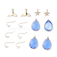 DIY Earrings Sets, with K9 Glass Pendants, Brass Pendants and Brass Earring Hooks, Golden(DIY-JP0003-67G)